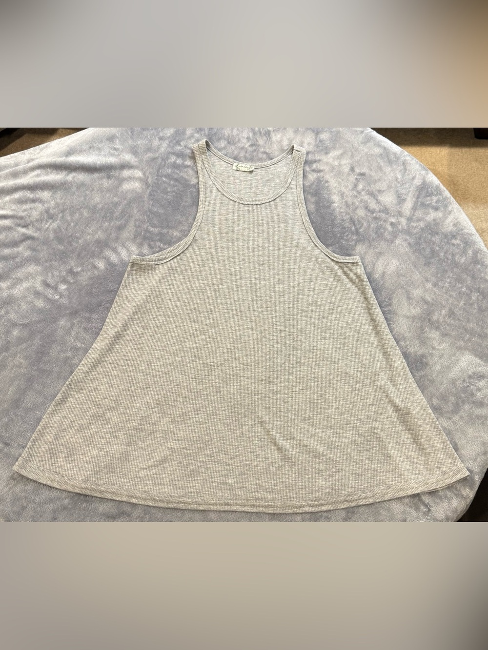 Free People Gray Ribbed Racerback Tank Top - Picture 3 of 4